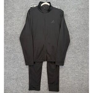 Adidas Tricot Tracksuit Men Small Black Full Zip Jacket Pants Athletic Set NEW